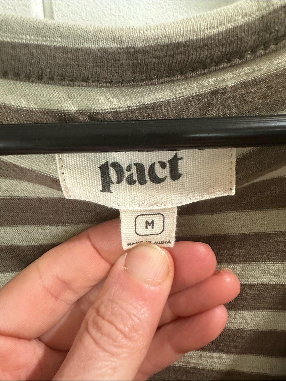 Pact Olive & Beige Striped Sleeveless Tiered Maxi Dress - Picture 3 of 4